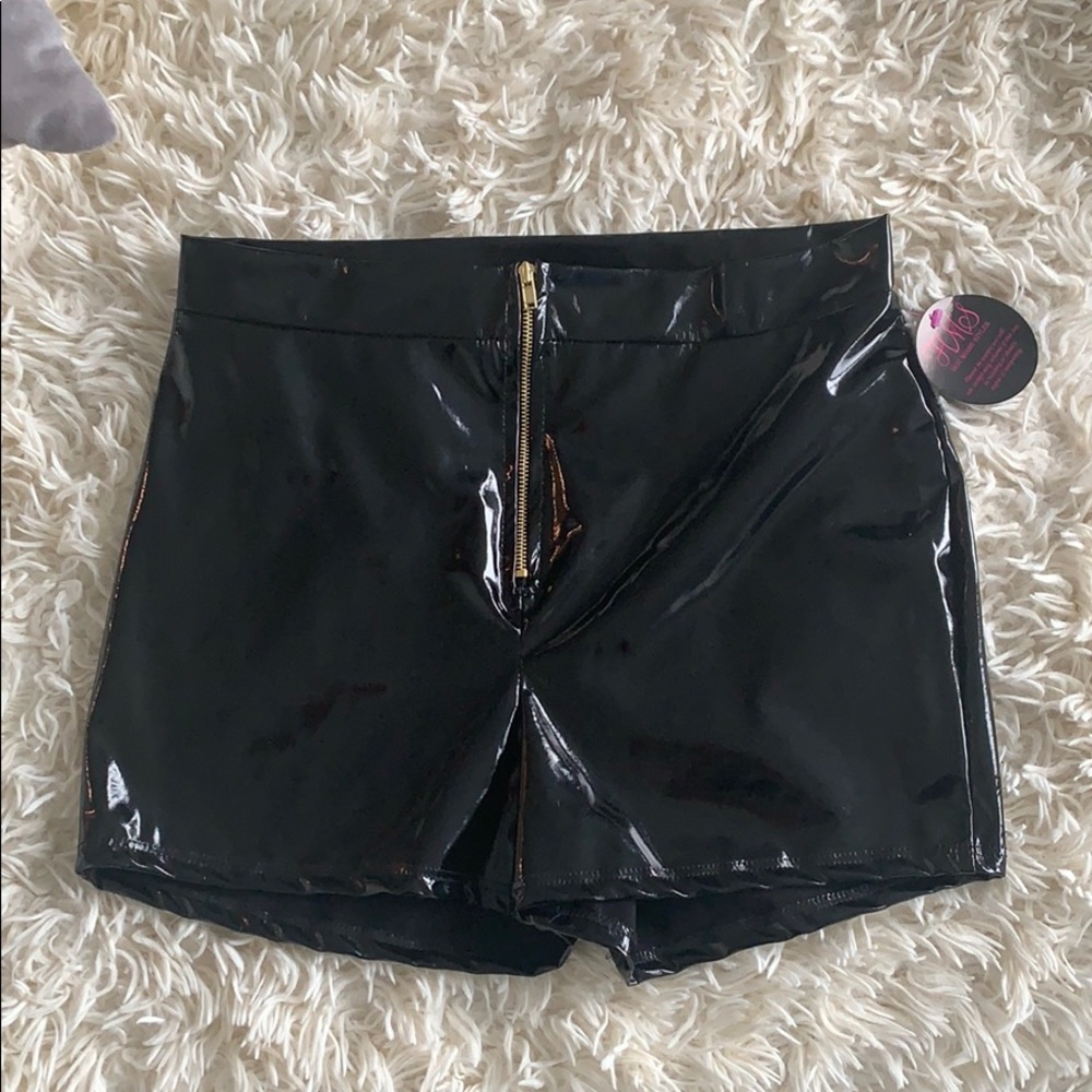 Faux leather shorts